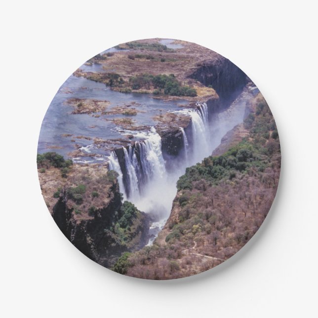 Victoria Falls aerial view - Zimbabwe, Africa Paper Plate (Front)