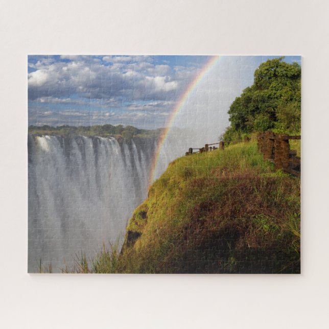 Victoria Falls in Zambia with Rainbow and Mist Jigsaw Puzzle (Horizontal)