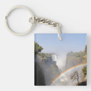 Victoria Falls Rainbow Waterfall Photo Keychain