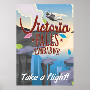 Victoria Falls Zimbabwe cartoon poster