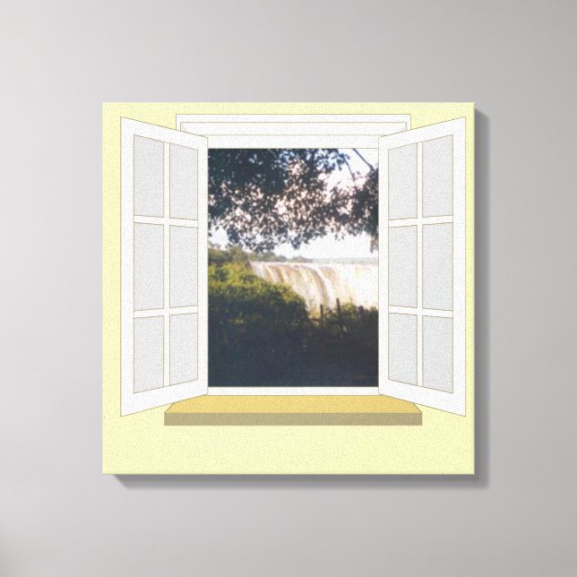 Victoria Falls, Zimbabwe through Window Canvas Print (Front)