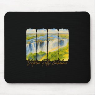 Victoria Falls Zimbwe Travel Brushstroke Victoria Mouse Pad