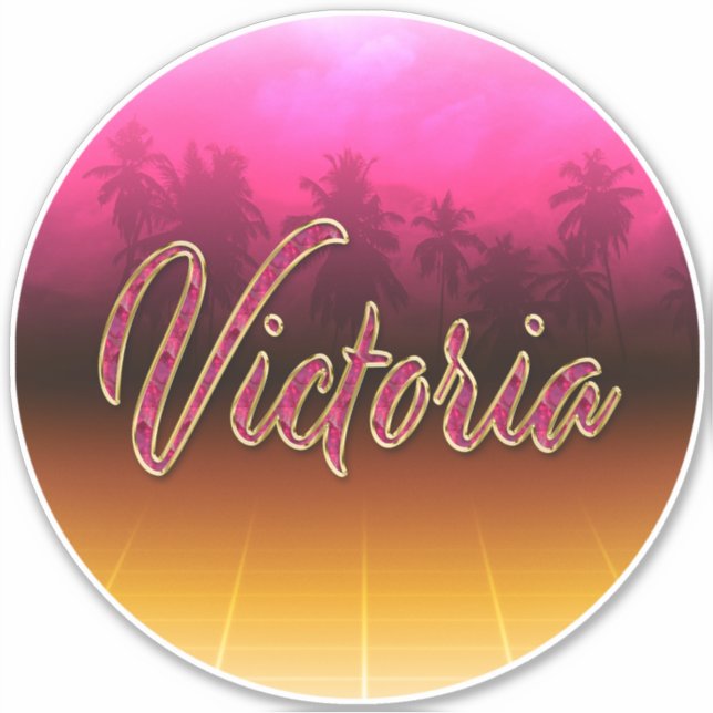 Victoria First Name Pink Sticker (Front)