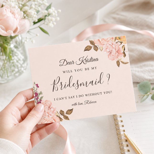 Victoria Floral Bridesmaid Proposal Postcard (Creator Uploaded)