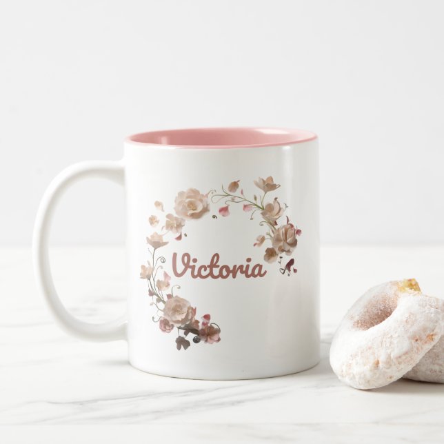 Victoria Floral Mug (With Donut)