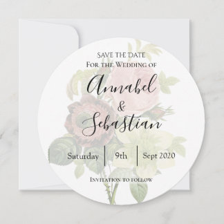 Victoria, floral, vintage botanical save the date