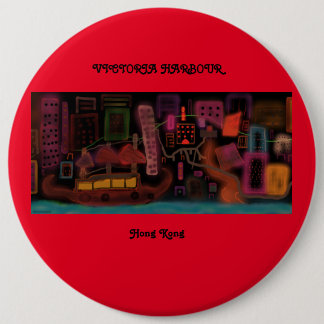 Victoria Harbour, Hong Kong 1960's- 6 Inch Round Button