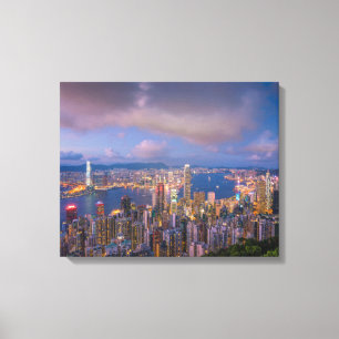 Victoria Harbour & Hong Kong Skyline at Sunset Canvas Print