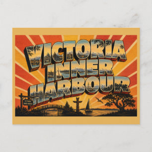Victoria Inner Harbour Waterfront Mountains Art Postcard