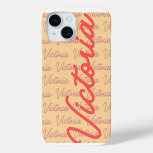 Victoria Name Repeating Pattern iPhone 15 Case