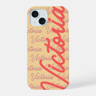 Victoria Name Repeating Pattern iPhone 15 Case