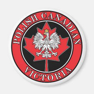 Victoria Round Polish Canadian Leaf Magnet