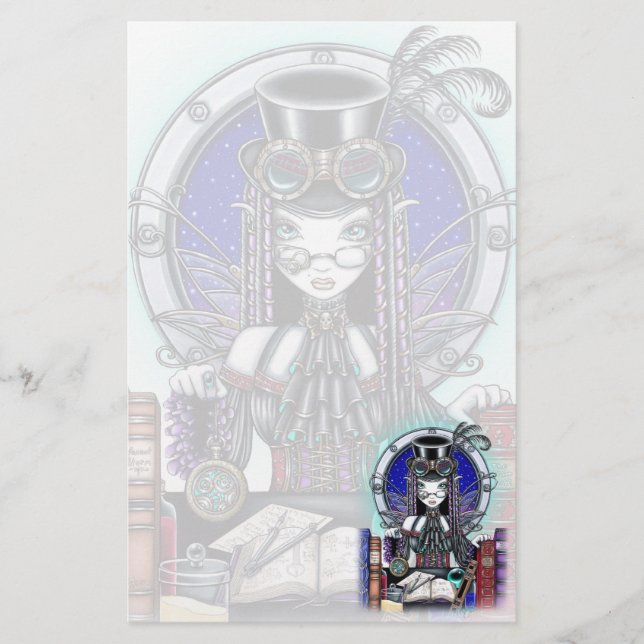 "Victoria" Steam Punk Faerie Art Stationery (Front)