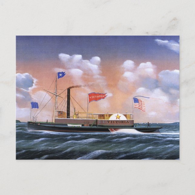 Victoria steam tug 1859 postcard (Front)