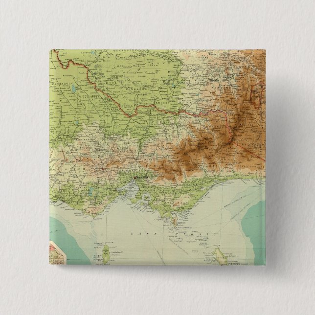 Victoria & Tasmania 2 Inch Square Button (Front)