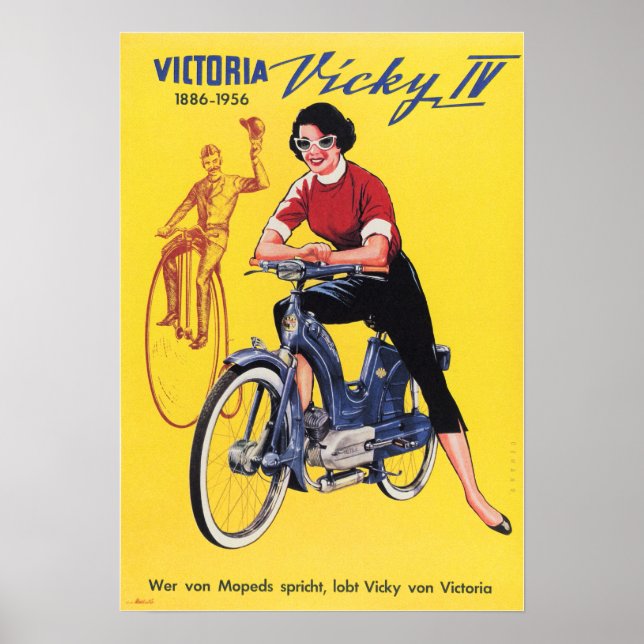 VICTORIA VICKY, Vintage Motorcycle Poster Ad (Front)