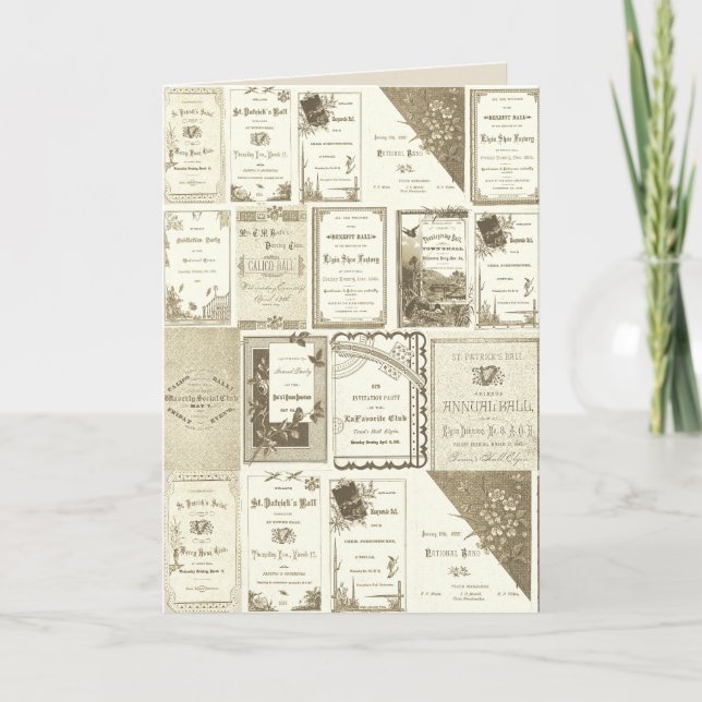 VICTORIAN 1880'S PARTY CLUB INVITATIONS SEPIA CUTE (Devant)