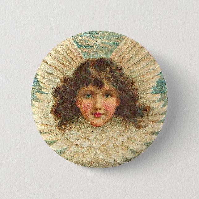 Victorian angel 2 inch round button (Front)