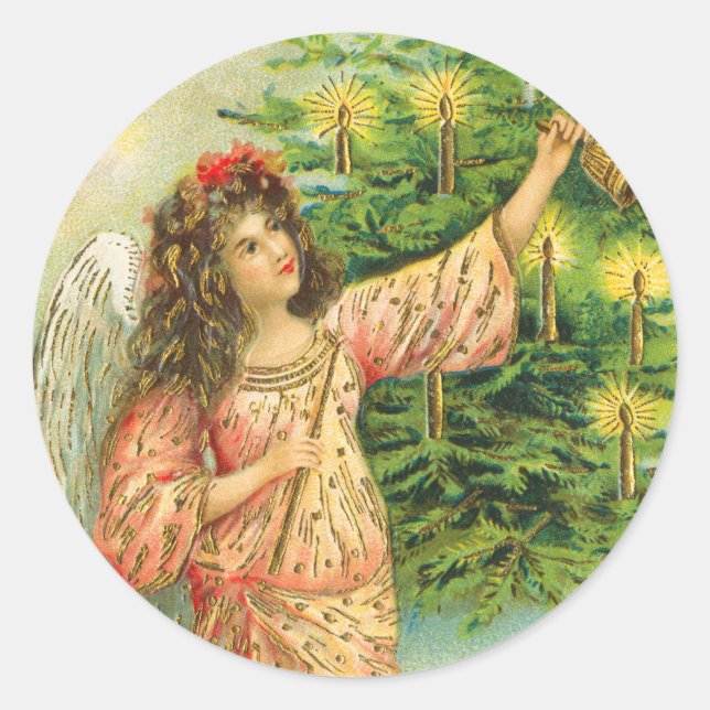 Victorian Angel Christmas sticker (Front)