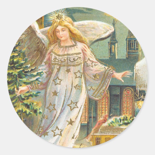 Victorian Angel Christmas sticker (Front)
