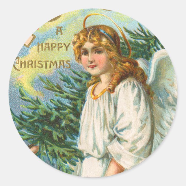 Victorian Angel Christmas sticker (Front)
