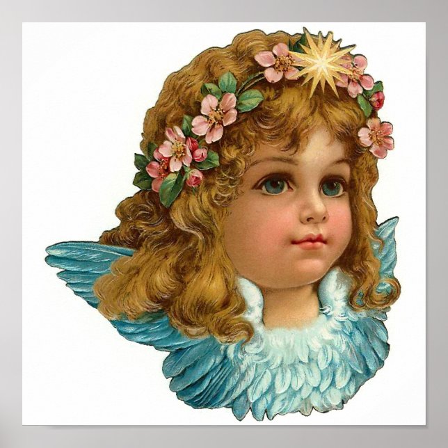 Victorian Angel Vintage Floral Easter Poster (Front)