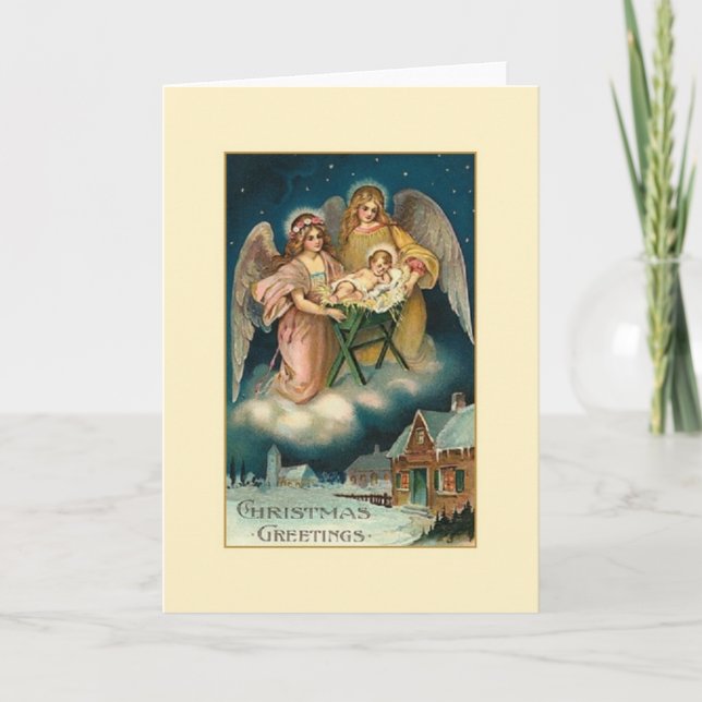 Victorian Angels and Baby Jesus Christmas Card (Front)