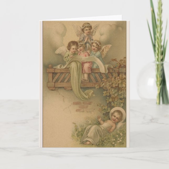 Victorian Angels and Baby Jesus Christmas Card (Front)