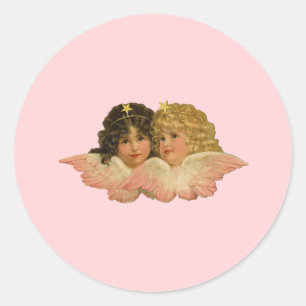 Victorian Angels Blush Pink Classic Round Sticker