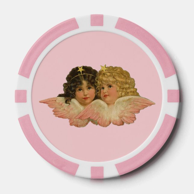 Victorian Angels Blush Pink Poker Chips (Front)