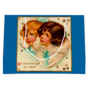 Victorian angels Christmas Joys Be Thine Large Gift Bag