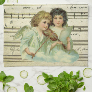 Victorian Angels Violin and Sheet Music Kitchen Towel