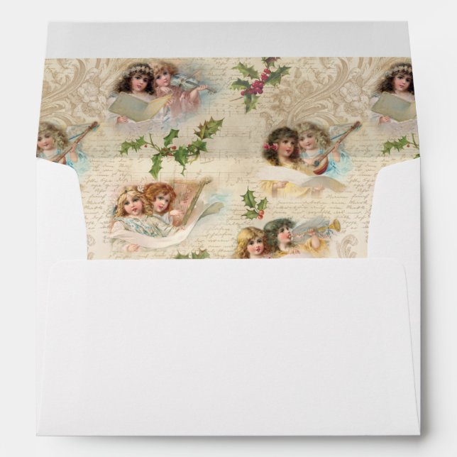 Victorian Angels w/Music, Script & Holly Envelope (Back (Bottom))