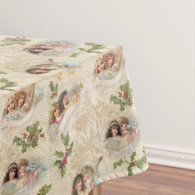 Victorian Angels w/Music, Script & Holly Tablecloth (In Situ)
