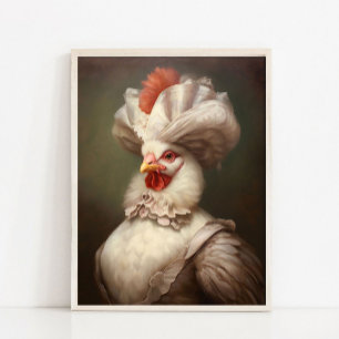 Victorian Animal Portrait, Royal Lady Chicken Vint Poster
