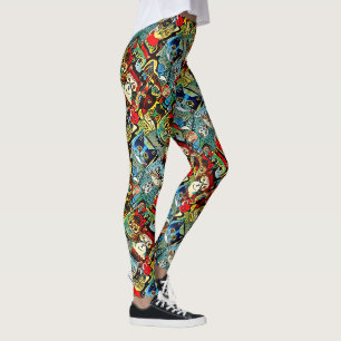 Victorian Anthropomorphic Cats In Earthy Colours Leggings