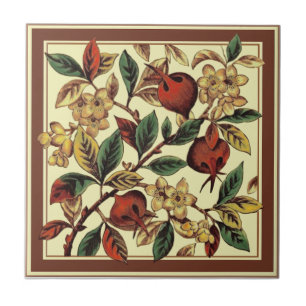 Victorian Antique Roses Rose Hips Repro Print Tile