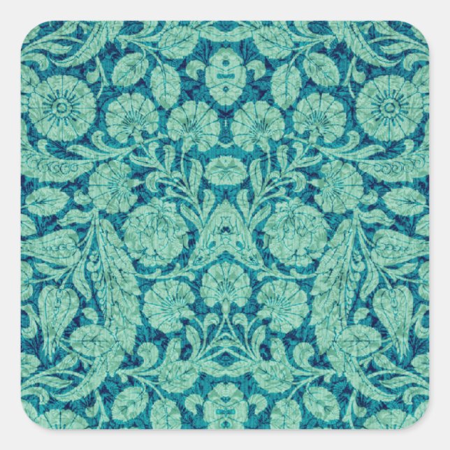 Victorian Arabesque, CANTARA in Teal & Aqua Square Sticker (Front)