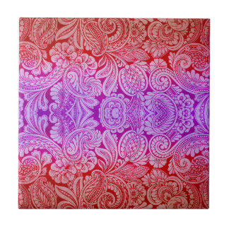 Victorian Arabesque, HALYDON in Red & Purple Tile