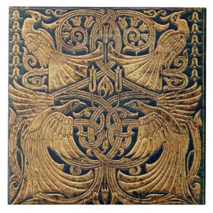 Victorian Art Nouveau Peacock Book Cover Tile