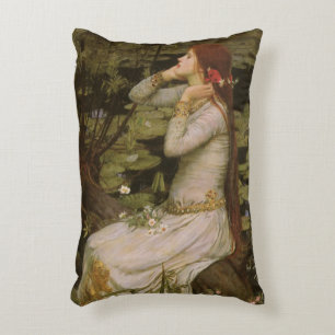 Victorian Art, Ophelia by the Pond by Waterhouse Accent Pillow