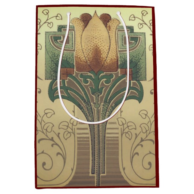 Victorian arts and crafts flower medium gift bag (Front)