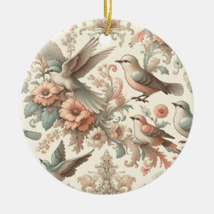 Victorian Aviary: A Pastel Garden Ceramic Ornament