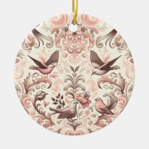 Victorian Aviary: A Pastel Pink Garden Ceramic Ornament