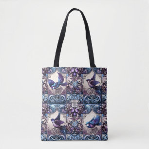 Victorian Aviary: A Purple Tile Garden Tote Bag