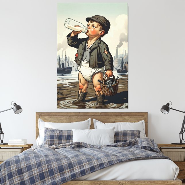 Victorian Baby Framed Art Funny Mudlark Theme Canvas Print (Insitu(Bedroom))