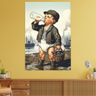 Victorian Baby Framed Art Funny Mudlark Theme Canvas Print