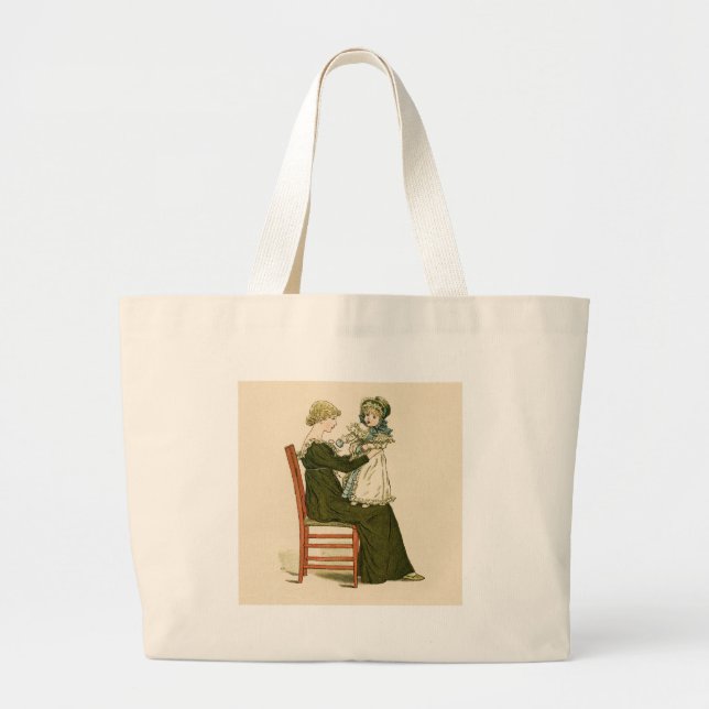 Victorian Baby Greenaway Mother Large Tote Bag (Front)