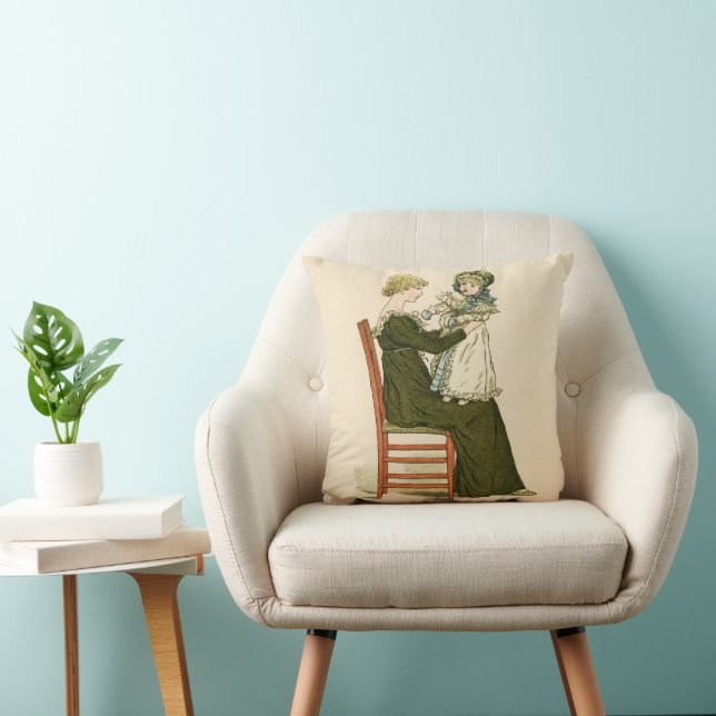 Victorian Baby Greenaway Mother Throw Pillow (Chair)