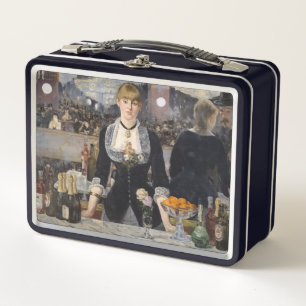 Victorian Barmaid Girl at Folies Bergere, France Metal Lunch Box